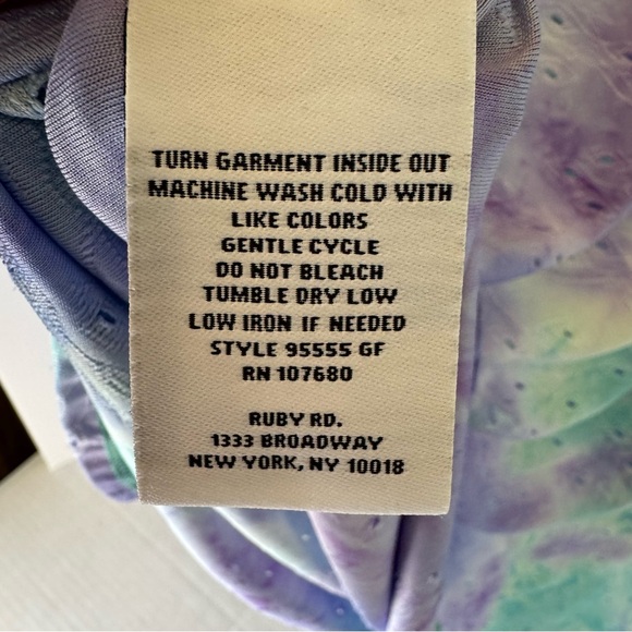 Ruby Rd. Women's Tie-Dye Top -‎ Purple and Green Size Medium Blouse - Picture 6 of 6